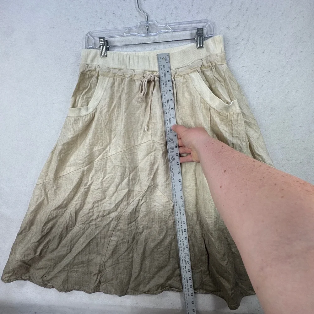 Boho Mid-Length Skirt Womens 4 by 209 Beige Ombre‎ Dip Dye Earthy Lagenlook